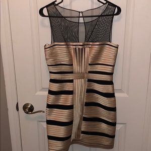 Gold and black mesh shoulder dress